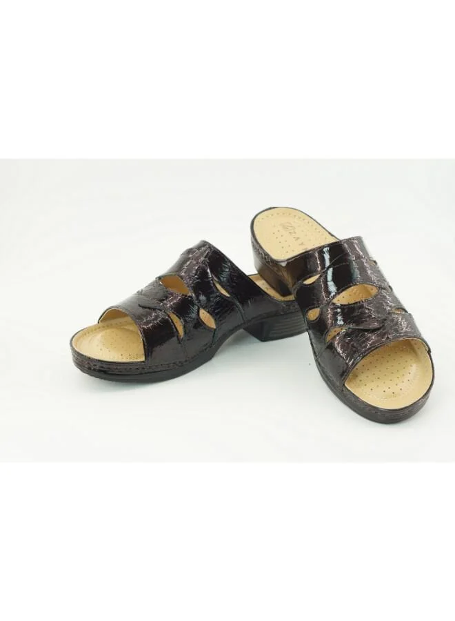 زينة 221-3165 Zayna Ladies Low Heel Slides 2608-16 Bordo